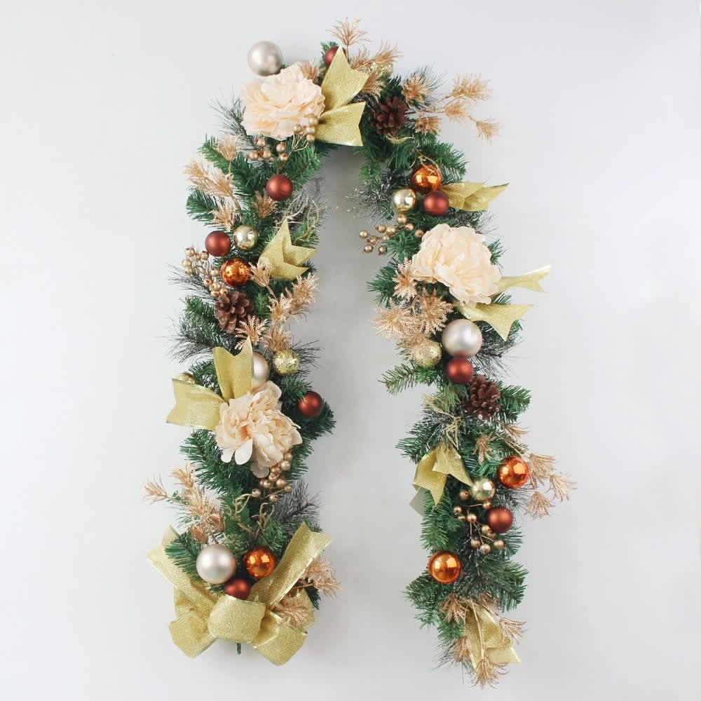 Christmas Garland for Mantle with Ornaments Artificial Pine and Faux Roses - Image 6