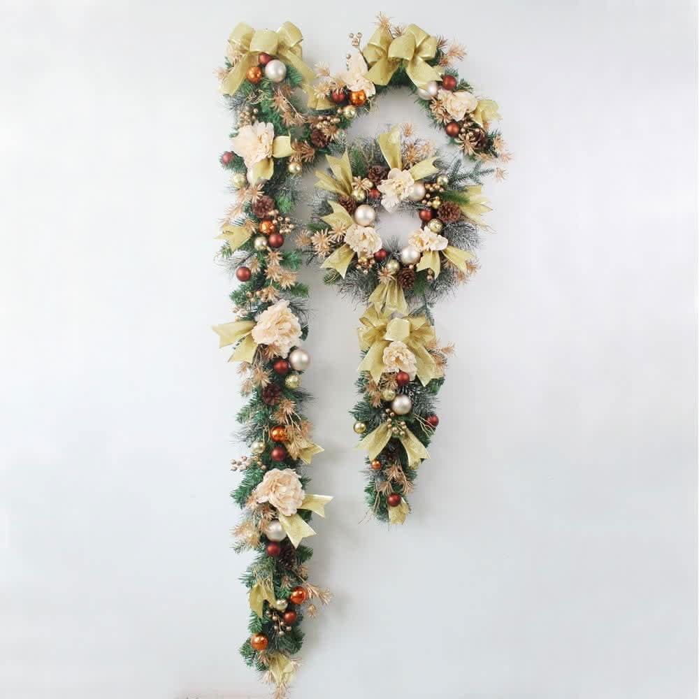 Christmas Garland for Mantle with Ornaments Artificial Pine and Faux Roses - Image 8