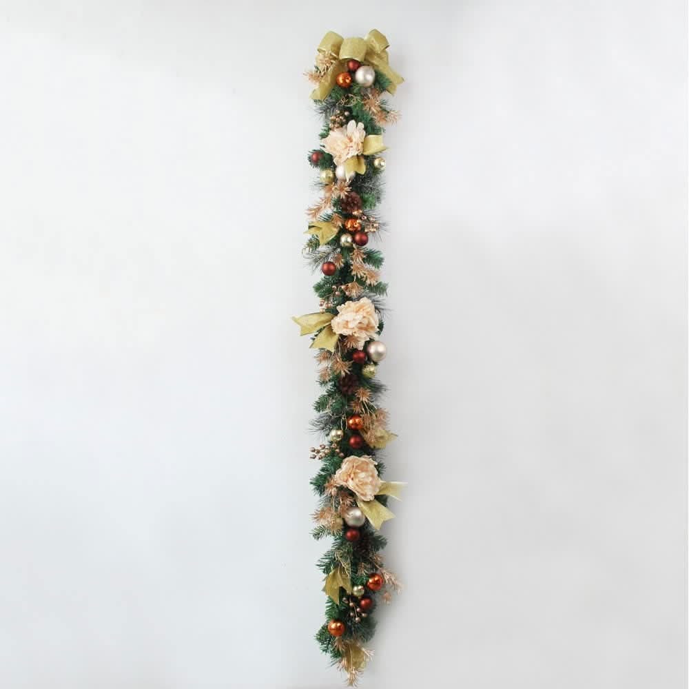 Christmas Garland for Mantle with Ornaments Artificial Pine and Faux Roses - Image 9