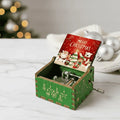 Christmas Music Box with Hand Crank Mechanical Movement and Wooden Laser-Engraved Design - Image 1