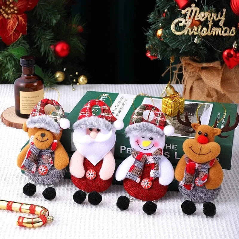 Christmas Ornaments with Dangling Bead Legs and Plaid Fabric Hats for Tree Decorations - Image 8