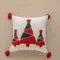 Christmas Pillow Cover Square Throw with Festive Embroidered Design and Woven Texture - Image 2