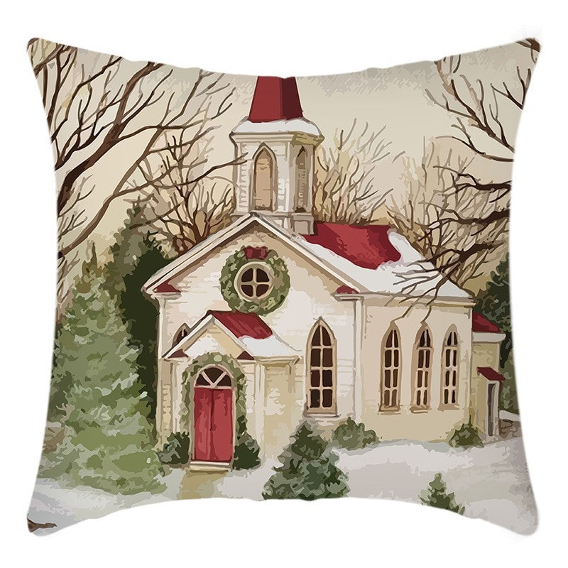 Christmas Pillow Cover with Hidden Zipper and Festive Woven Polyester Linen - Image 3