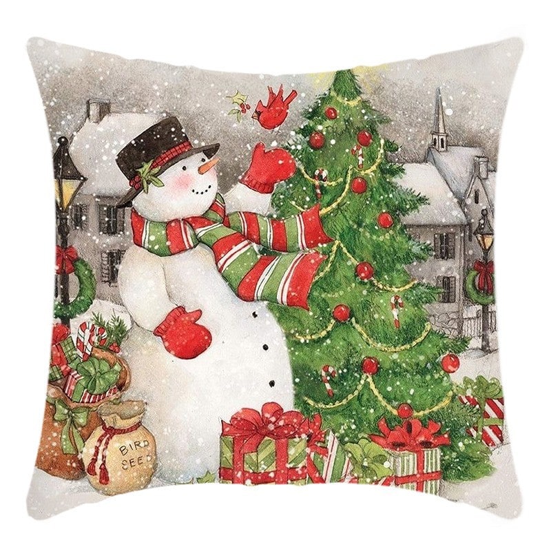 Christmas Pillow Cover with Hidden Zipper and Festive Woven Polyester Linen - Image 4