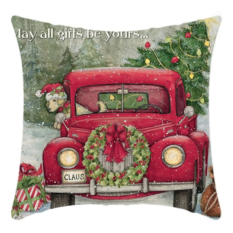 Christmas Pillow Cover with Hidden Zipper and Festive Woven Polyester Linen - Image 5