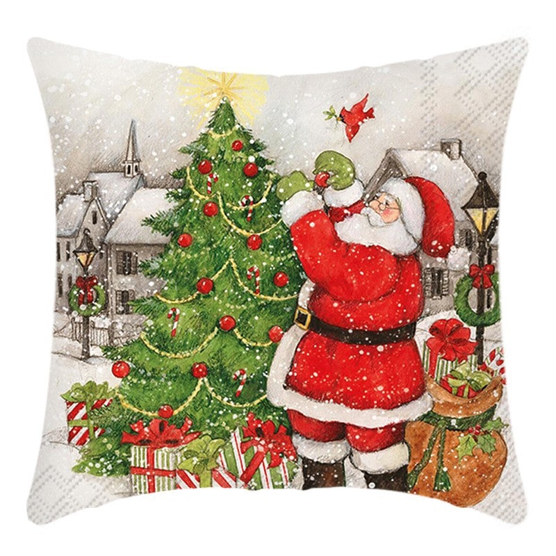 Christmas Pillow Cover with Hidden Zipper and Festive Woven Polyester Linen - Image 6