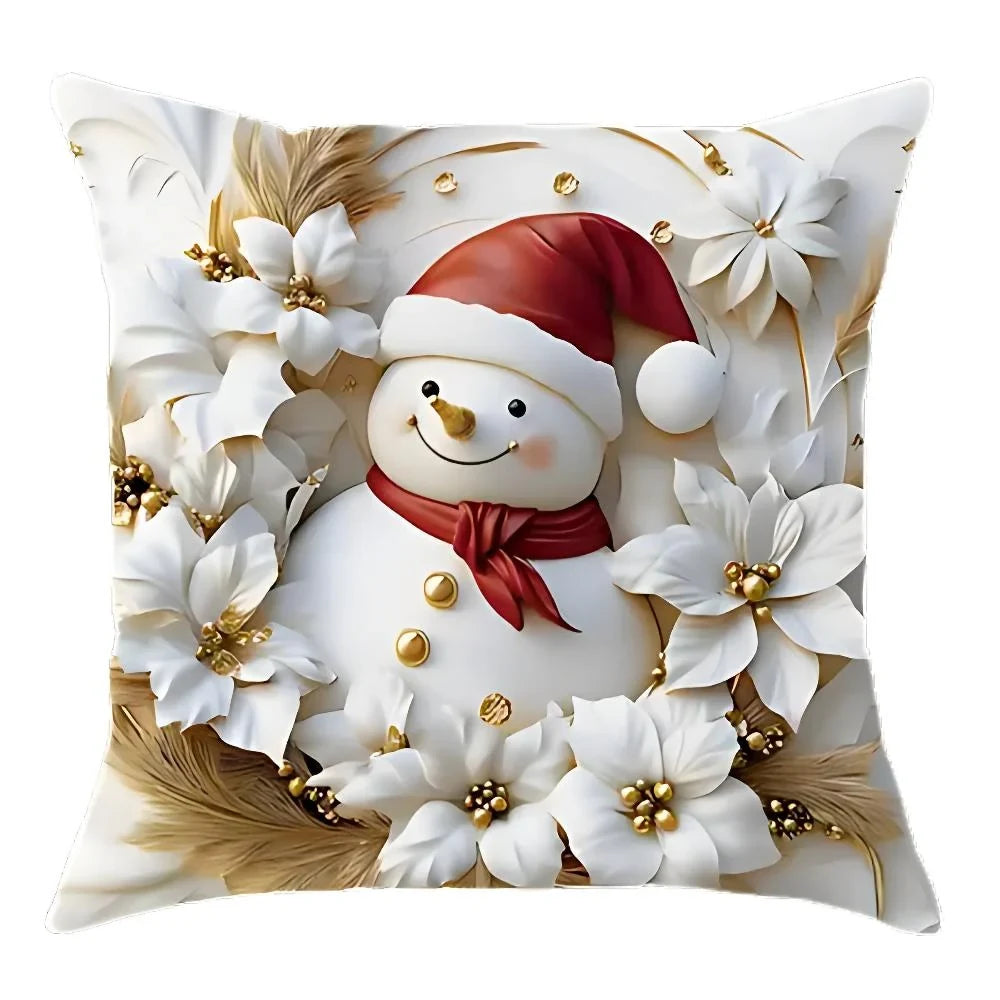 Christmas Pillow Covers Set of 4 Square Throw with Holiday Designs and Hidden Zippers - Image 5