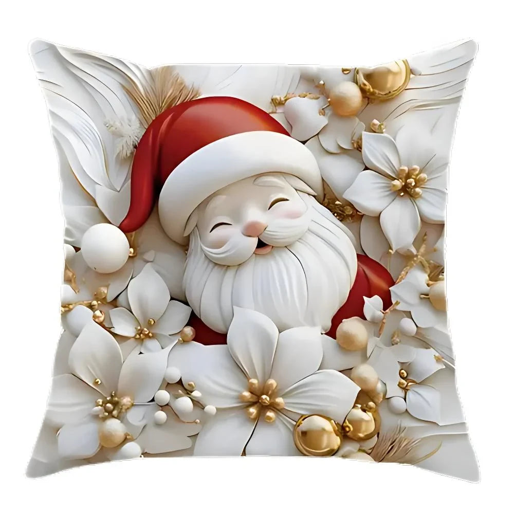 Christmas Pillow Covers Set of 4 Square Throw with Holiday Designs and Hidden Zippers - Image 6