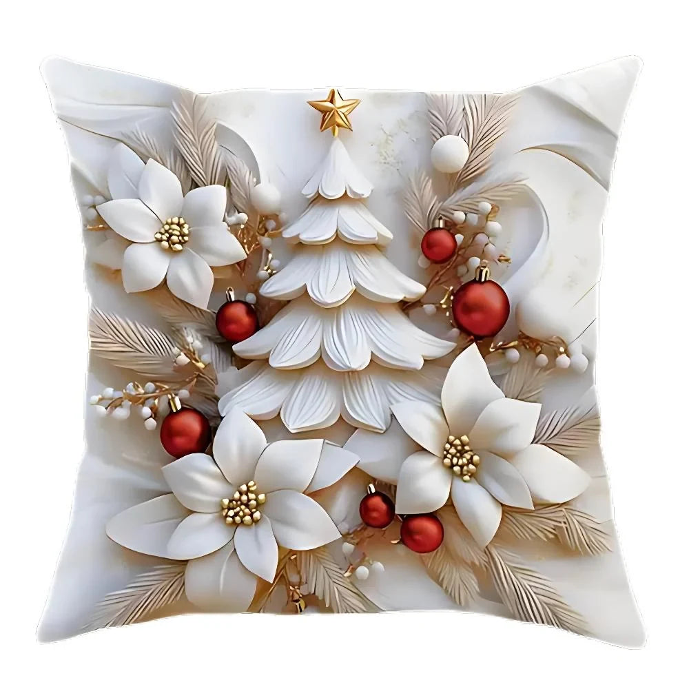 Christmas Pillow Covers Set of 4 Square Throw with Holiday Designs and Hidden Zippers - Image 7