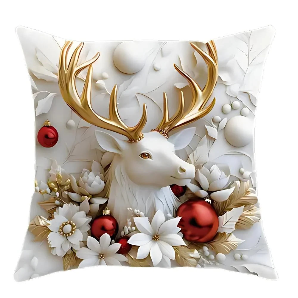 Christmas Pillow Covers Set of 4 Square Throw with Holiday Designs and Hidden Zippers - Image 8