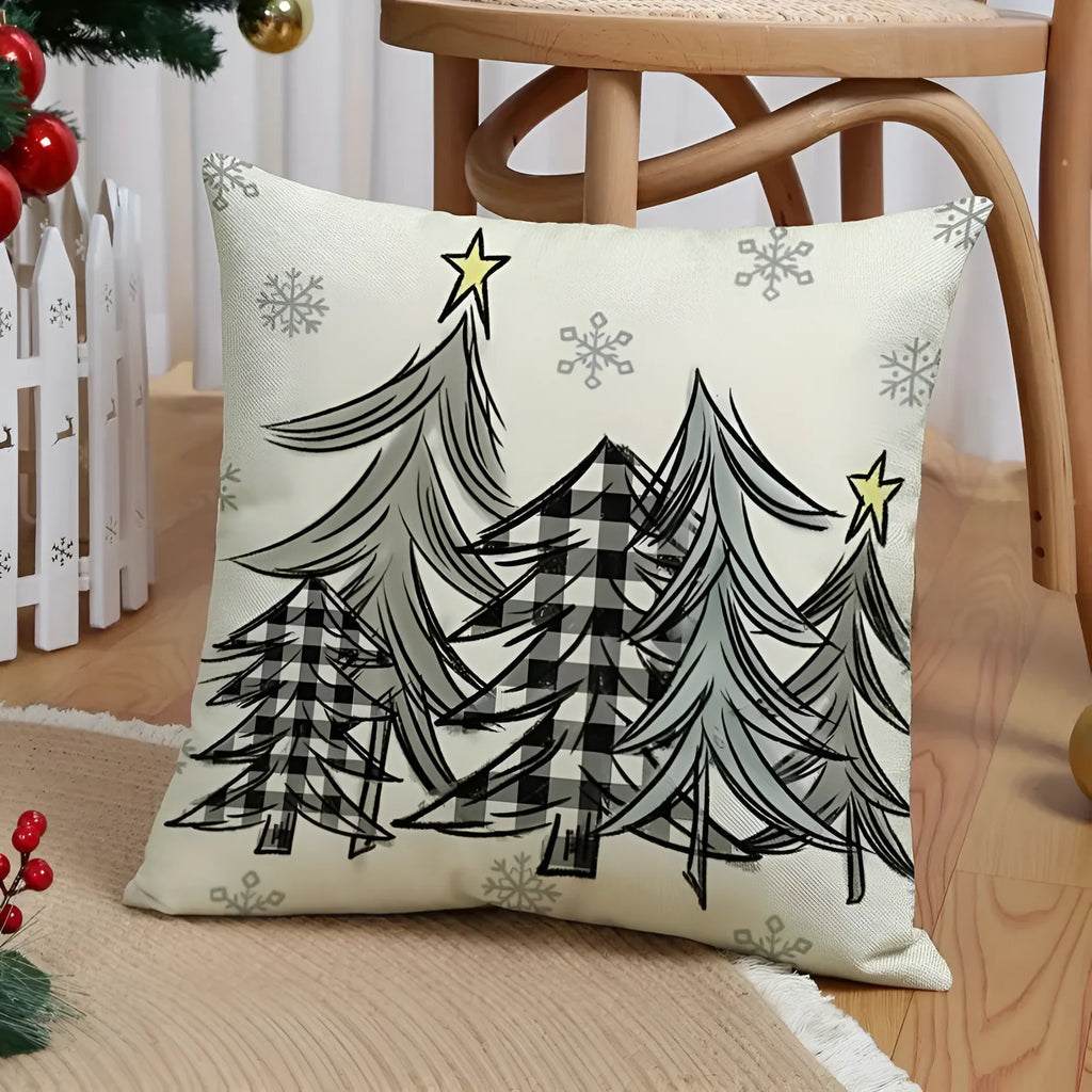 Christmas Pillow Covers Set of 4 with Hidden Zipper and Festive Woven Design - Image 3