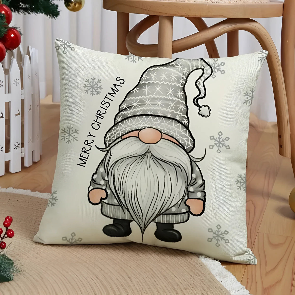 Christmas Pillow Covers Set of 4 with Hidden Zipper and Festive Woven Design - Image 6