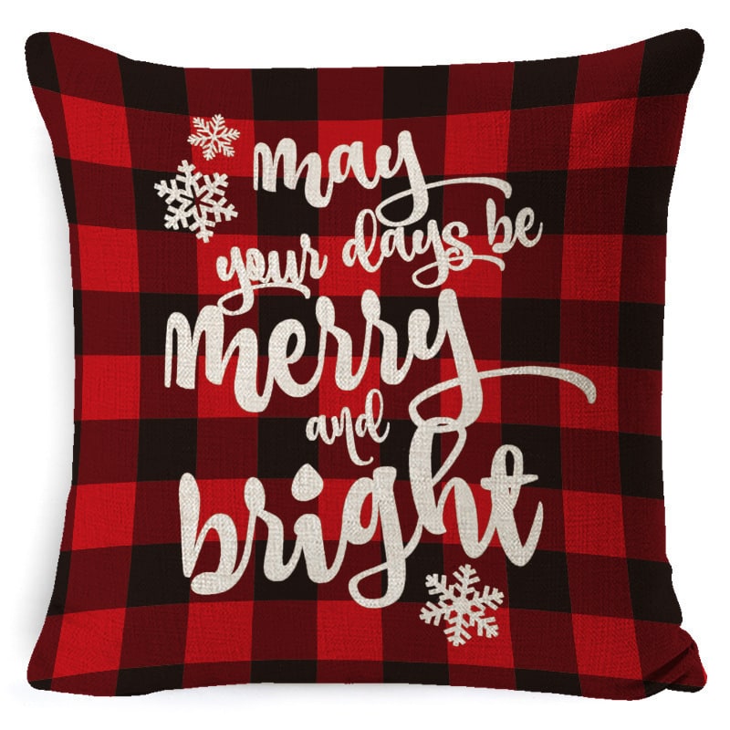 Christmas Pillow Covers Square Throw with Festive Linen Print and Knife-Edge Seams - Image 10