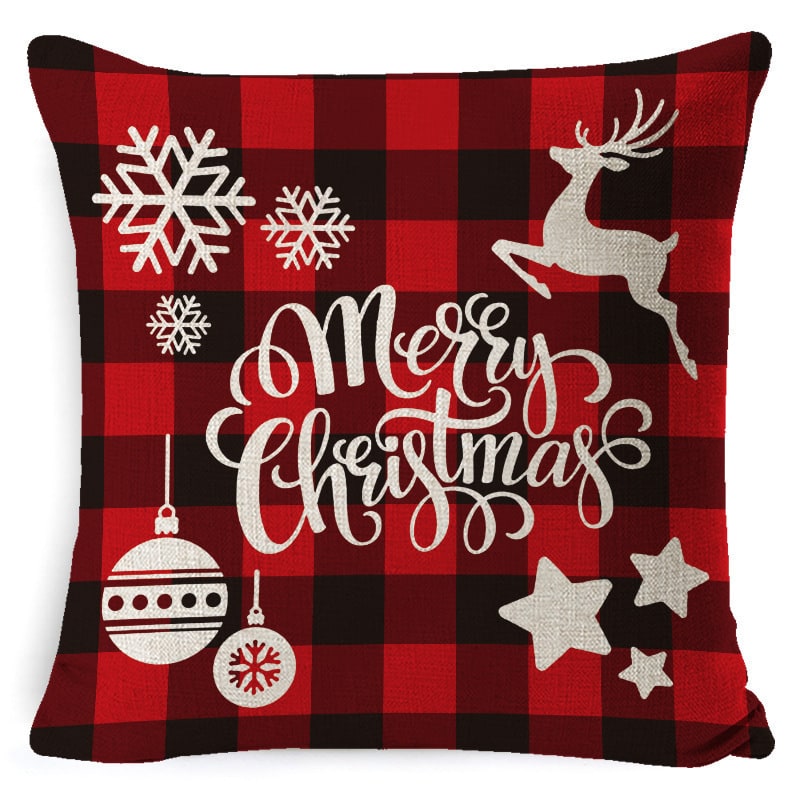 Christmas Pillow Covers Square Throw with Festive Linen Print and Knife-Edge Seams - Image 11