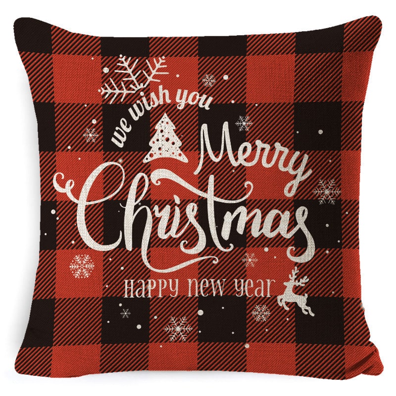 Christmas Pillow Covers Square Throw with Festive Linen Print and Knife-Edge Seams - Image 12