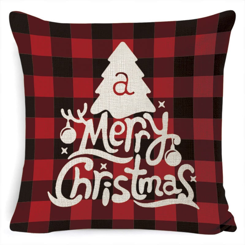 Christmas Pillow Covers Square Throw with Festive Linen Print and Knife-Edge Seams - Image 15