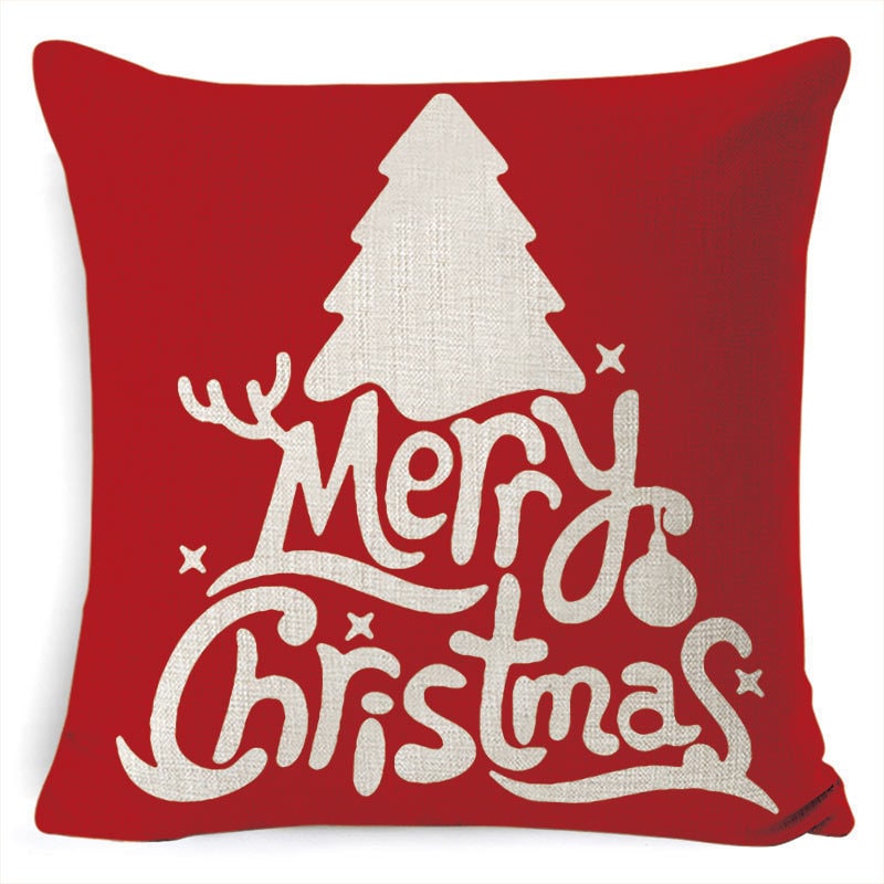 Christmas Pillow Covers Square Throw with Festive Linen Print and Knife-Edge Seams - Image 17