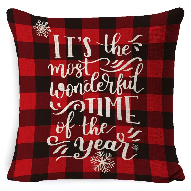 Christmas Pillow Covers Square Throw with Festive Linen Print and Knife-Edge Seams - Image 18
