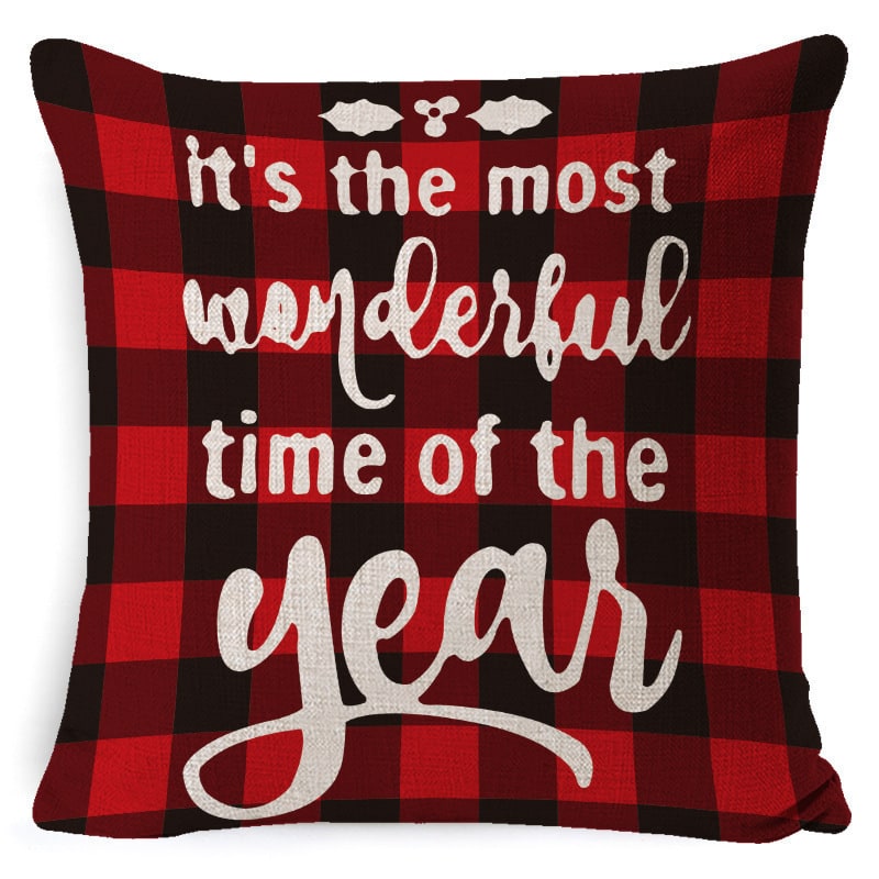Christmas Pillow Covers Square Throw with Festive Linen Print and Knife-Edge Seams - Image 19
