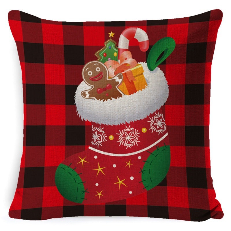 Christmas Pillow Covers Square Throw with Festive Linen Print and Knife-Edge Seams - Image 2