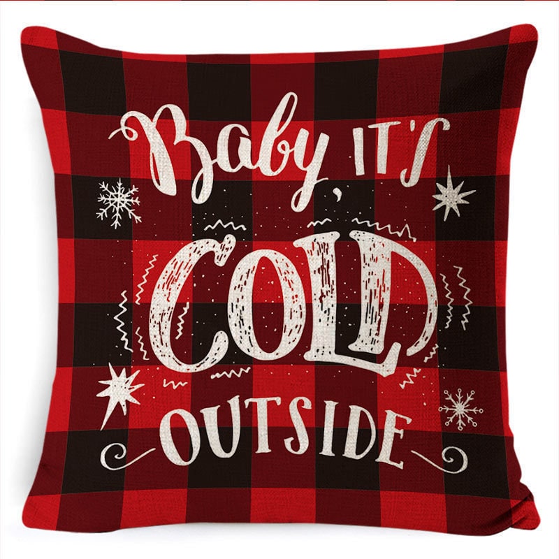 Christmas Pillow Covers Square Throw with Festive Linen Print and Knife-Edge Seams - Image 20