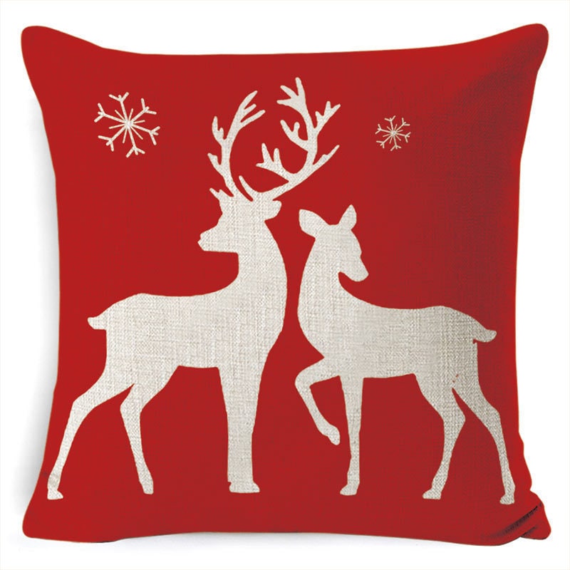 Christmas Pillow Covers Square Throw with Festive Linen Print and Knife-Edge Seams - Image 22