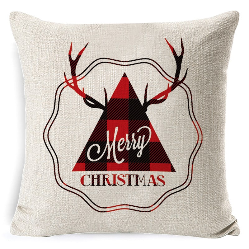 Christmas Pillow Covers Square Throw with Festive Linen Print and Knife-Edge Seams - Image 24