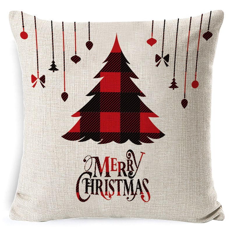 Christmas Pillow Covers Square Throw with Festive Linen Print and Knife-Edge Seams - Image 28