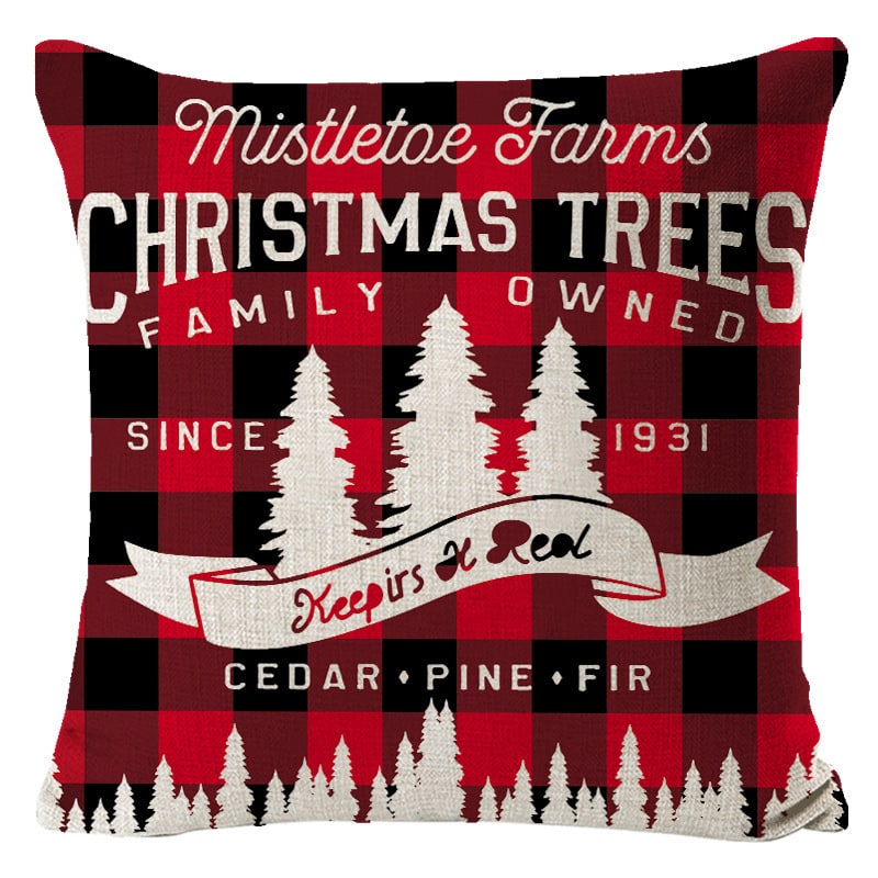 Christmas Pillow Covers Square Throw with Festive Linen Print and Knife-Edge Seams - Image 29