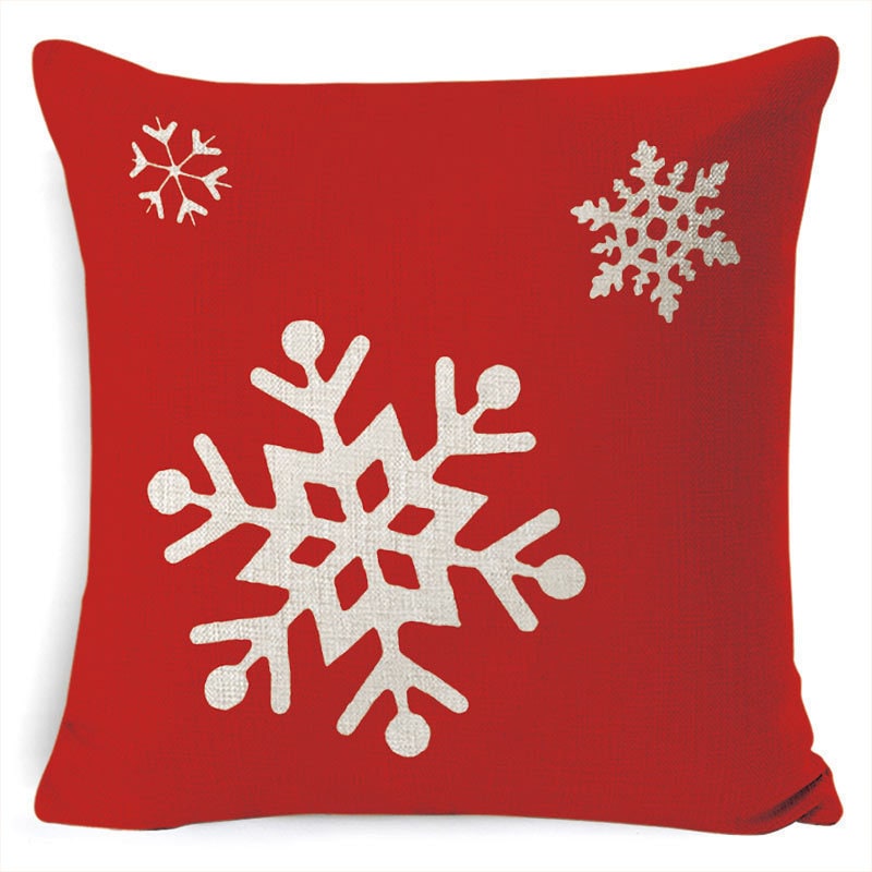 Christmas Pillow Covers Square Throw with Festive Linen Print and Knife-Edge Seams - Image 3