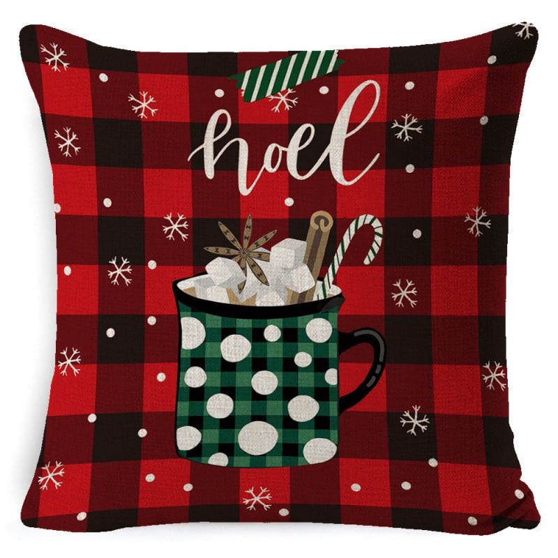 Christmas Pillow Covers Square Throw with Festive Linen Print and Knife-Edge Seams - Image 31