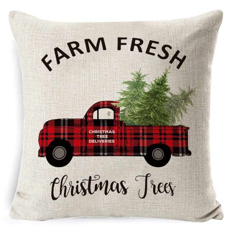 Christmas Pillow Covers Square Throw with Festive Linen Print and Knife-Edge Seams - Image 32