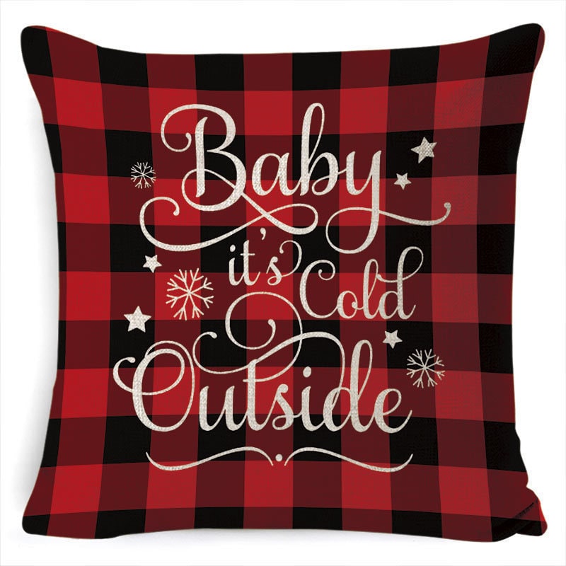 Christmas Pillow Covers Square Throw with Festive Linen Print and Knife-Edge Seams - Image 33