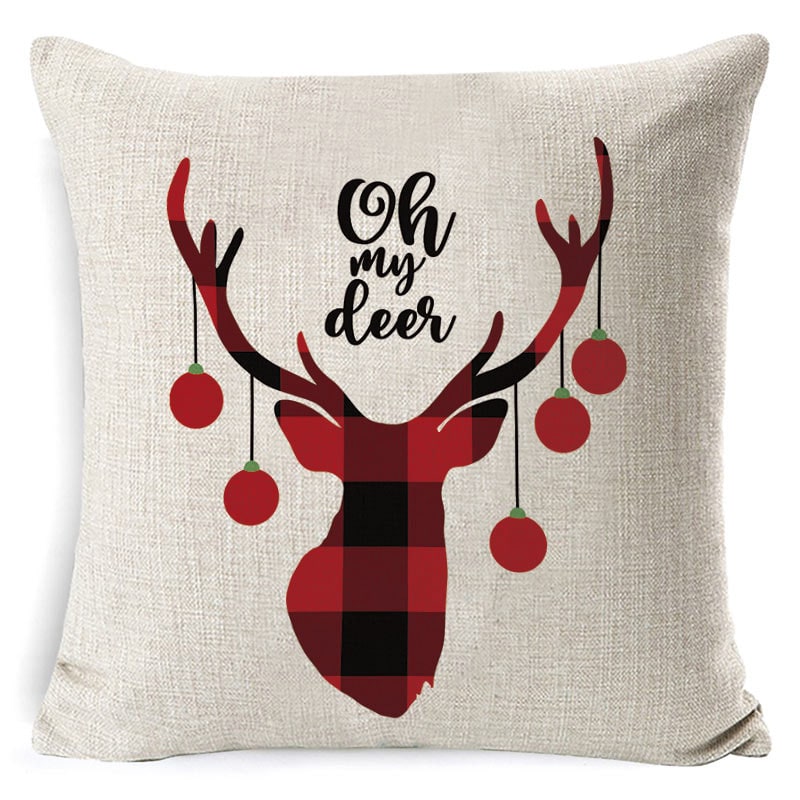 Christmas Pillow Covers Square Throw with Festive Linen Print and Knife-Edge Seams - Image 36
