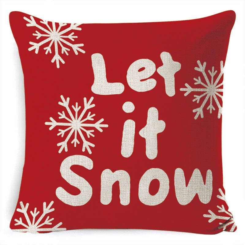 Christmas Pillow Covers Square Throw with Festive Linen Print and Knife-Edge Seams - Image 39