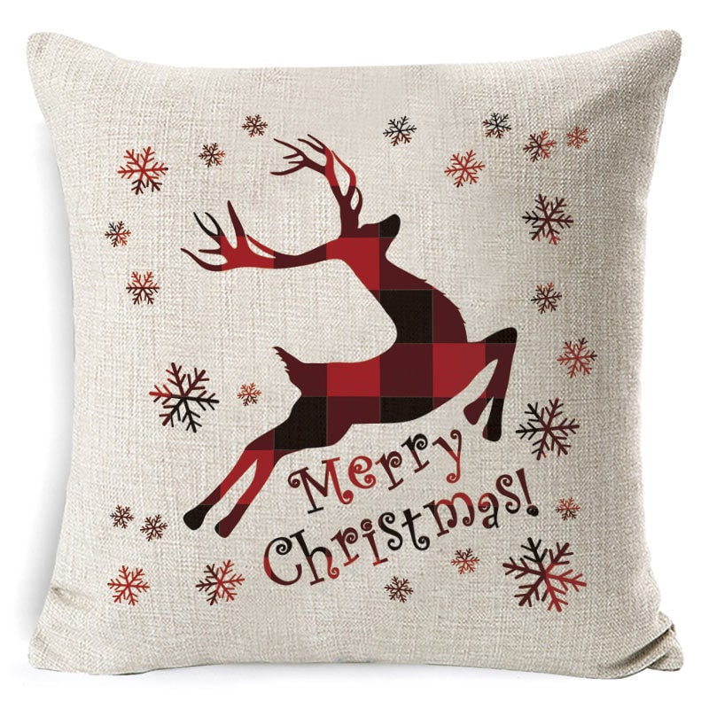 Christmas Pillow Covers Square Throw with Festive Linen Print and Knife-Edge Seams - Image 40