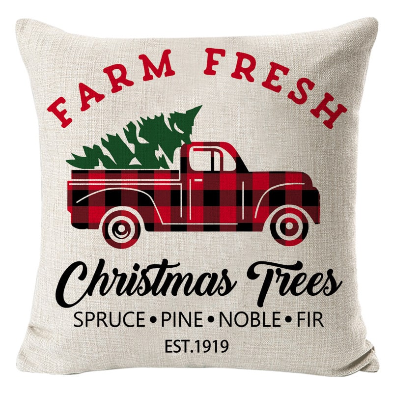 Christmas Pillow Covers Square Throw with Festive Linen Print and Knife-Edge Seams - Image 41