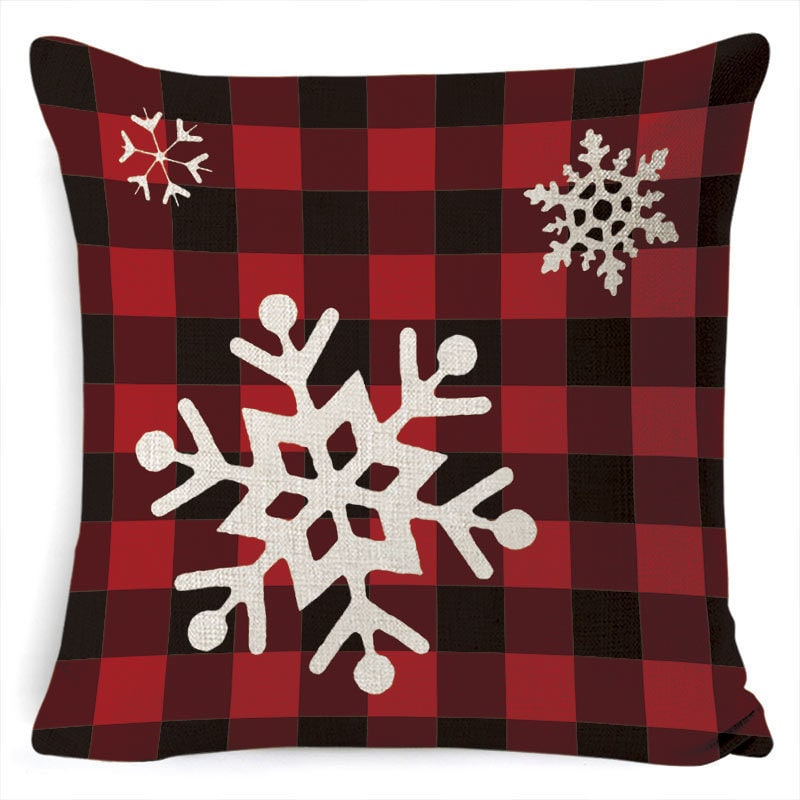 Christmas Pillow Covers Square Throw with Festive Linen Print and Knife-Edge Seams - Image 42