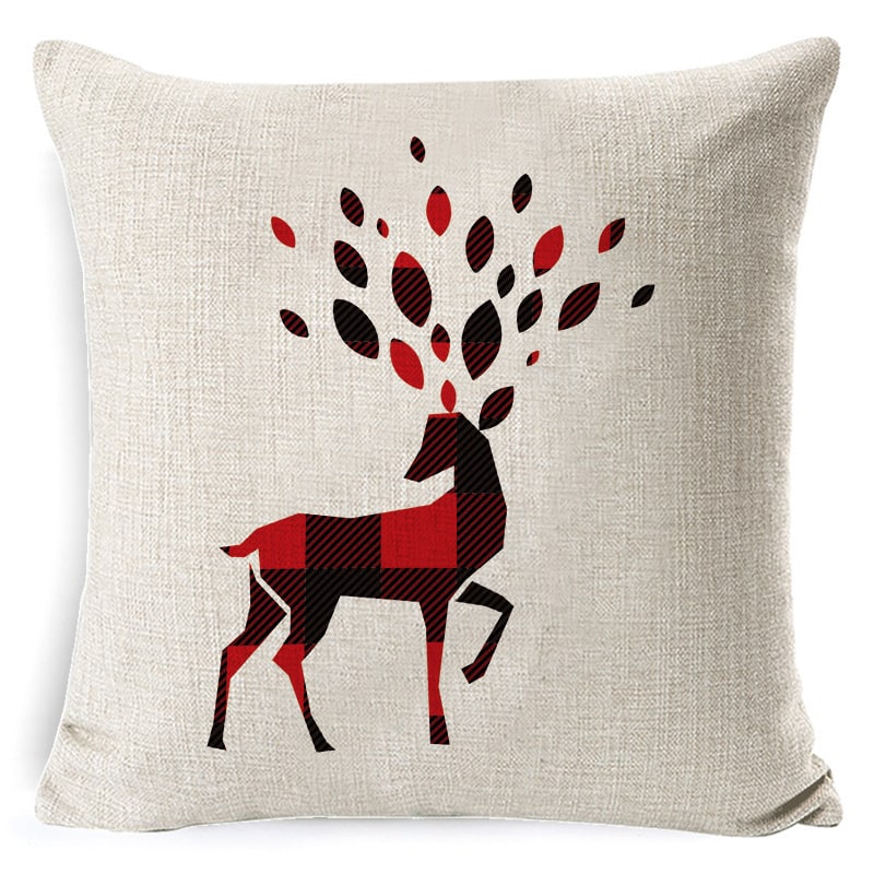 Christmas Pillow Covers Square Throw with Festive Linen Print and Knife-Edge Seams - Image 5