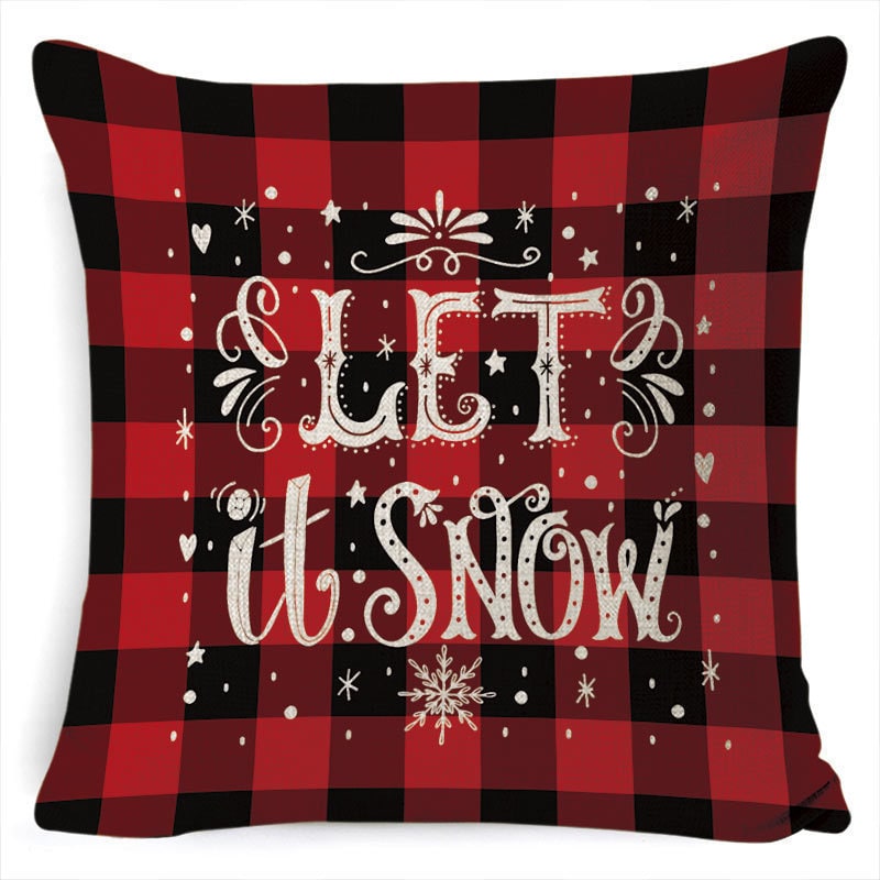 Christmas Pillow Covers Square Throw with Festive Linen Print and Knife-Edge Seams - Image 6