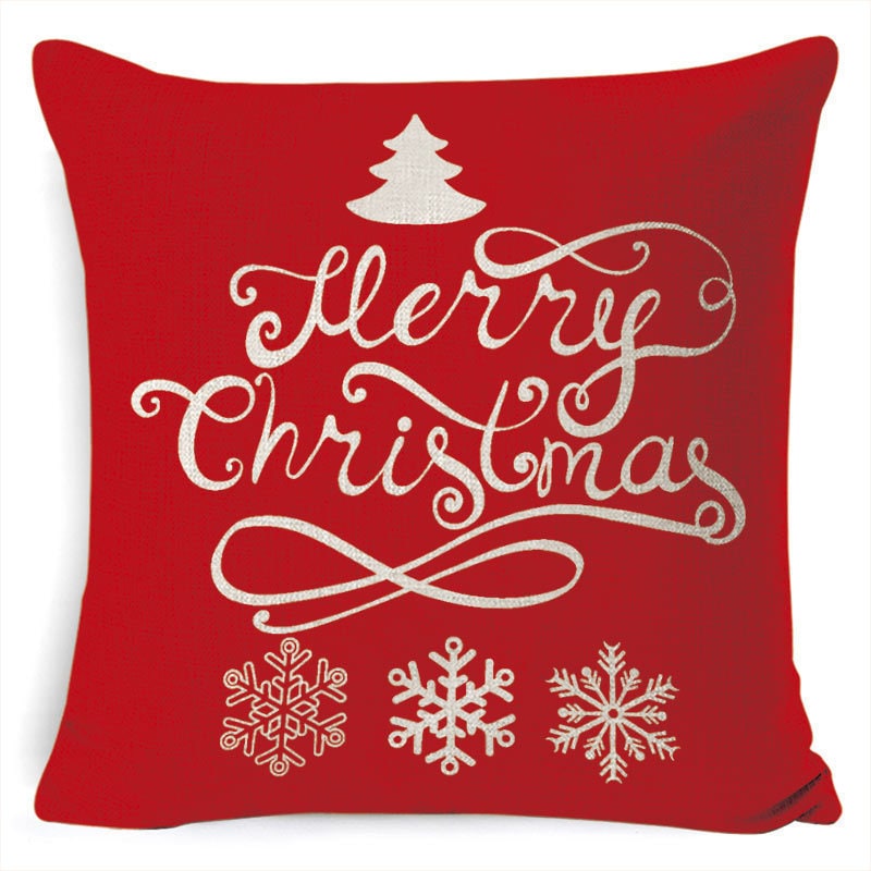 Christmas Pillow Covers Square Throw with Festive Linen Print and Knife-Edge Seams - Image 7