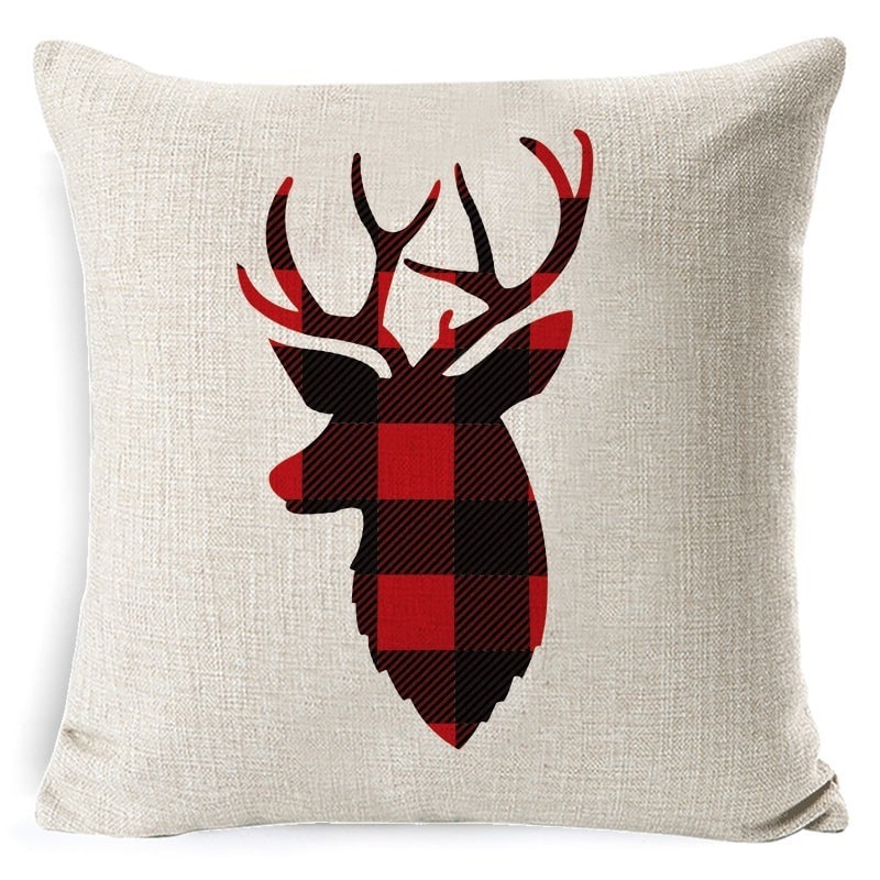 Christmas Pillow Covers Square Throw with Festive Linen Print and Knife-Edge Seams - Image 8