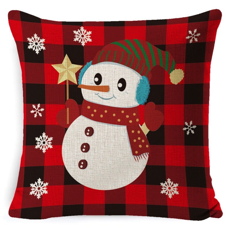 Christmas Pillow Covers Square Throw with Festive Linen Print and Knife-Edge Seams - Image 9