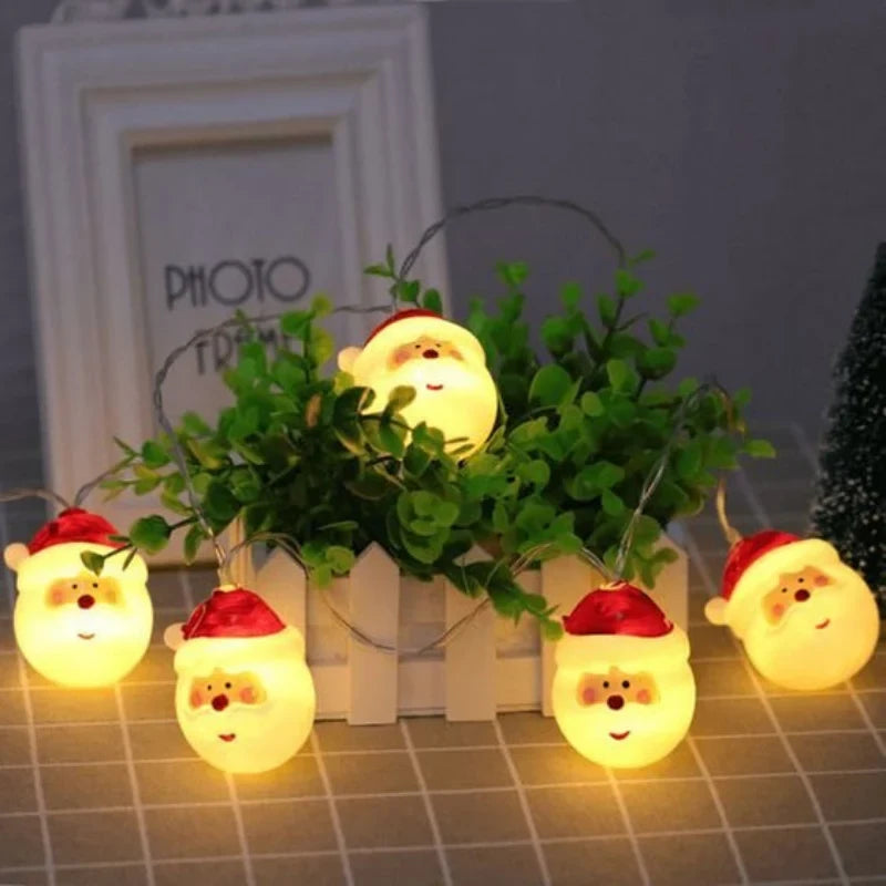 Christmas String Lights with 20 LED Santa Heads Battery Operated 3 Meter Indoor Decoration - Image 2