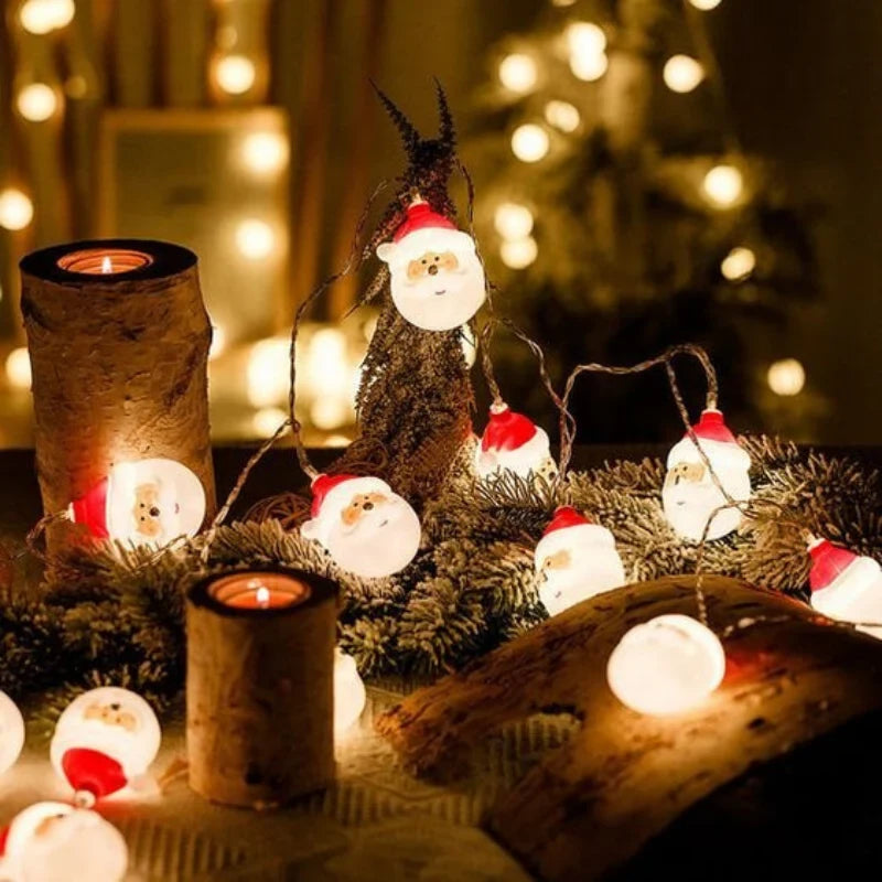 Christmas String Lights with 20 LED Santa Heads Battery Operated 3 Meter Indoor Decoration - Image 7