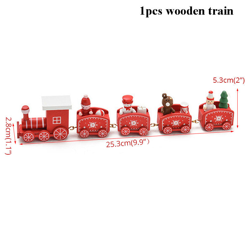 Christmas Train Decoration with Wooden Miniature Figures and Retro Tabletop Design - Image 2