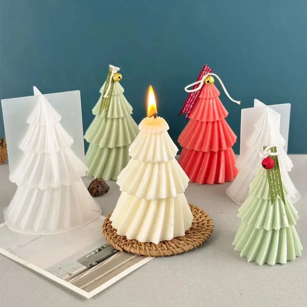 Christmas Tree Candle Silicone Mold with 3D Tiered Design for Making - Image 1