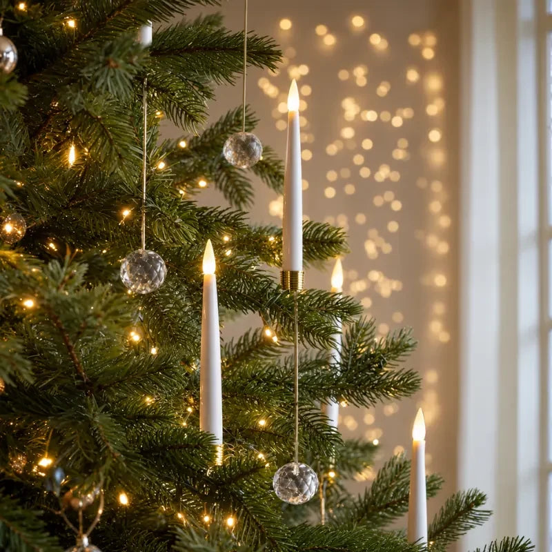 Christmas Tree Candles LED Flickering Hanging Ornaments with Warm White Light - Image 1