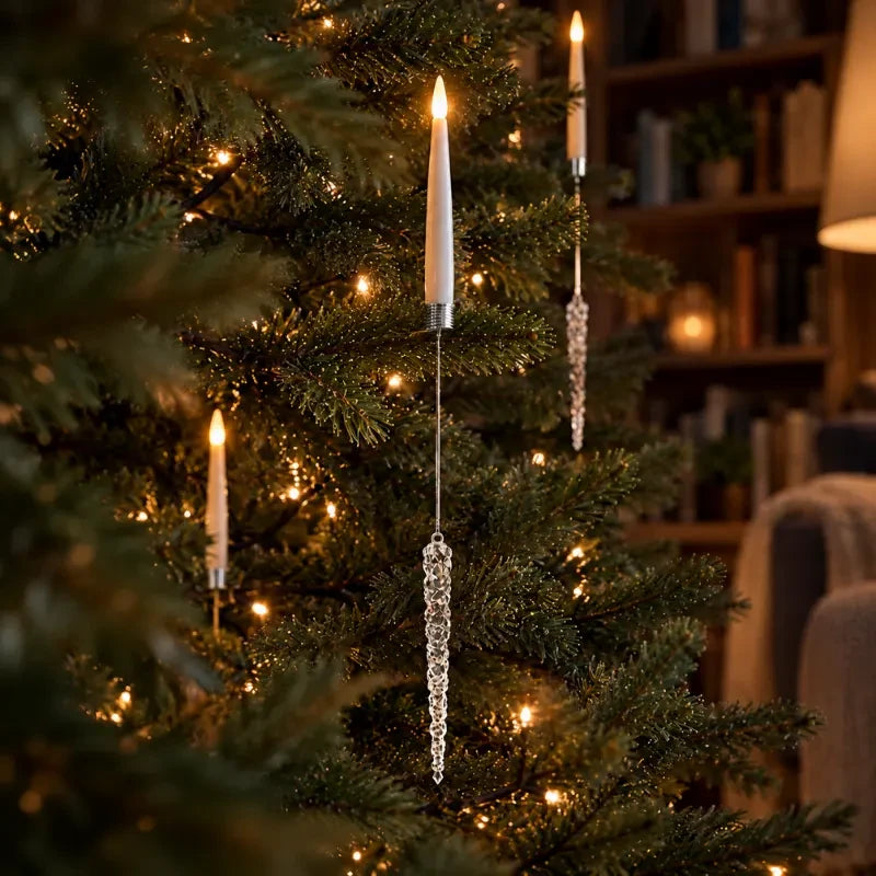 Christmas Tree Candles LED Flickering Hanging Ornaments with Warm White Light - Image 11