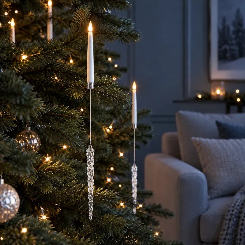 Christmas Tree Candles LED Flickering Hanging Ornaments with Warm White Light - Image 12